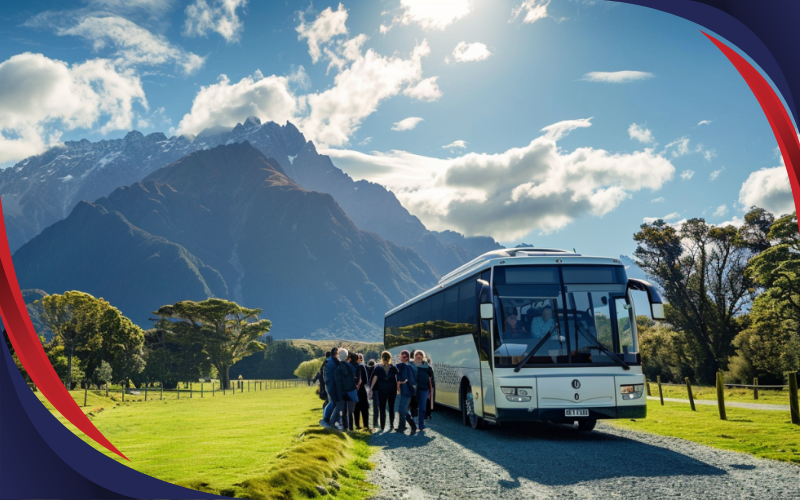 Passengers Boarding Coach for New Zealand Countryside Tour, May 2024, New Zealand, Coach hire in New Zealand.